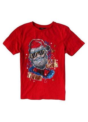 Футболка з чистої бавовни санта santa merry christmas з різдвом! новорічна george