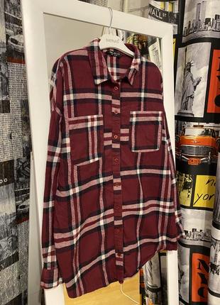 Женская стильная рубашка с принтом на спине в клетку красная select, xs