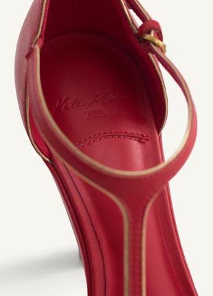Кожаные красные босоножки zara new4 фото
