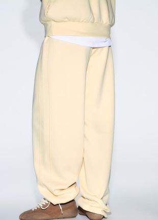 Широкi штани straight-leg zara original spain штани зара середня посадка