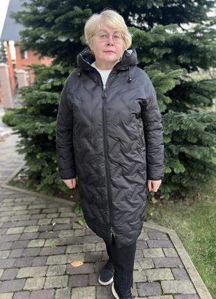 Шикарна стильна модель на дві сторони зимового пальто великих розмірів до 642 фото