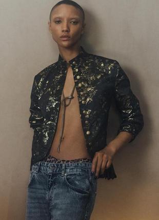 Топ женский жаккардовый золотистый zara new