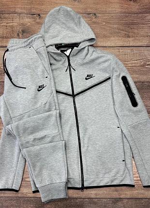 Серый мужской спортивный костюм nike tech fleece