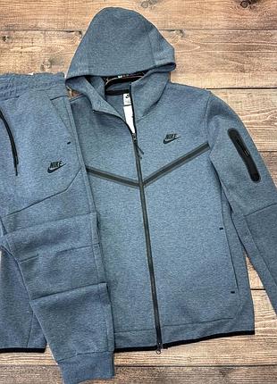 Синий мужской спортивный костюм nike tech fleece