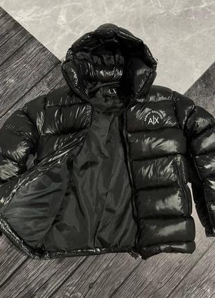 Зимняя мужская лаковая куртка пуховик armani exchange
