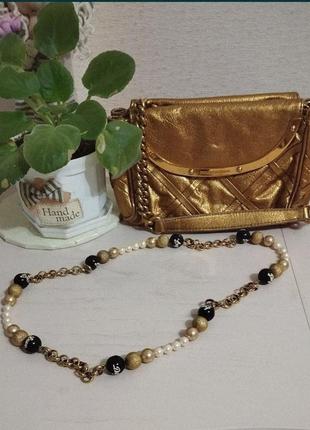Брендовая, кожаная, золотая сумка dolce&gabbana