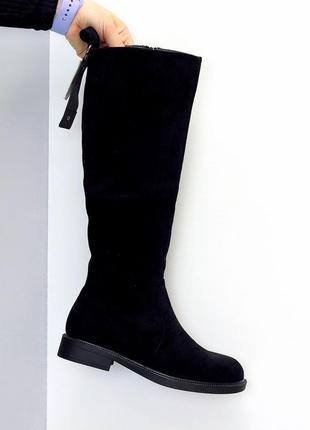Чоботи жіночі чорні замшеві