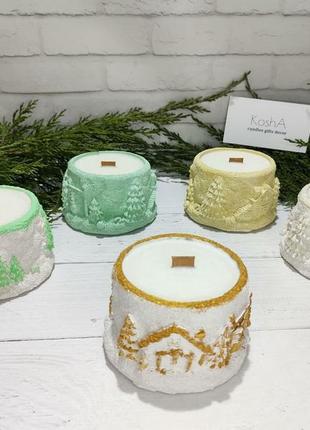 Новейший свеча зима. подарок на новый год. свечи в кашпо. соевые свечи