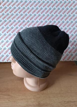 Распродажа вязаная шапка двойная с отворотом на мальчика подростка, размер 54-55