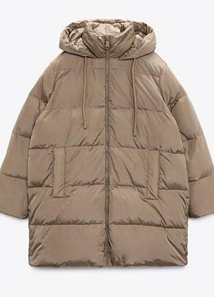 Натуральный пуховик zara оверсайз