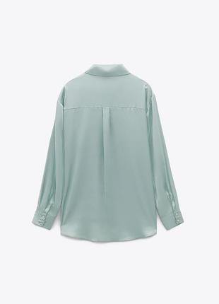 Сатинова сорочка ментолова, мʼятна сорочка zara