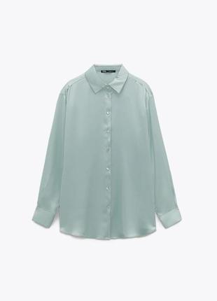 Сатинова сорочка ментолова, мʼятна сорочка zara