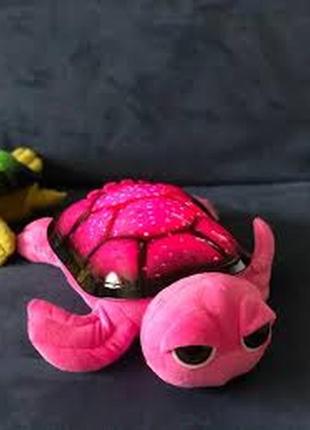 Детская мягкая игрушка черепаха ночник проектор звездного неба музыкальная