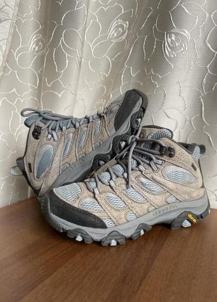Merrell moab 3 mid gtx gore tex j036312 vibram ботинки замша оригинал серые голубые мембрана трекинг кроссовки высокие мерел