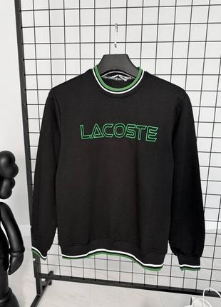Чоловічий світшот lacoste на зиму у чорному кольорі premium якості, стильна й зручна модель