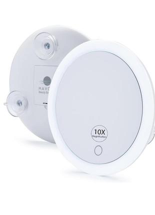 Дзеркало зі збільшенням удесятеро, підсвіткою і трьома потужними присосками