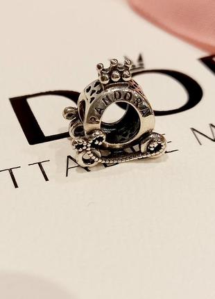 Серебряный шарм, бусина, бусиная pandora "карета" s925