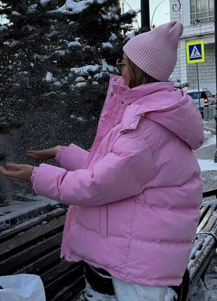 Женская дута теплая зимняя куртка с капюшоном очень удобная плотная высокое качество стильная