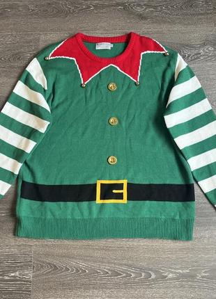 Мужской свитер на новый год режво гном эльф троль