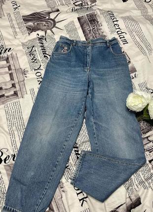 🧸крутые винтажные джинсы с вышитым мишкой.