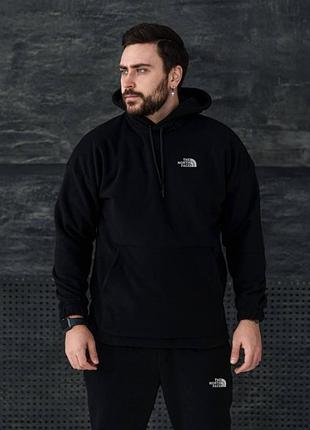 Флісовий костюм the north face(худі+штани) чорний колір