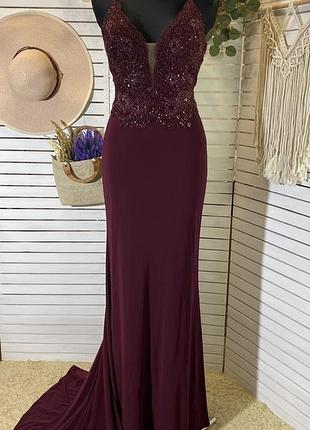 Невероятное вечернее платье с шлейфом / платье на выпускной / праздничное платье / платье для фотосессии