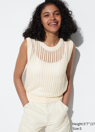Короткий джемпер без рукав из сетки uniqlo