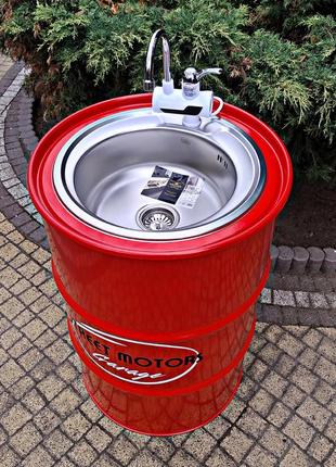Умывальник из металлической бочки h90см с вашим логотипом в разных цветах