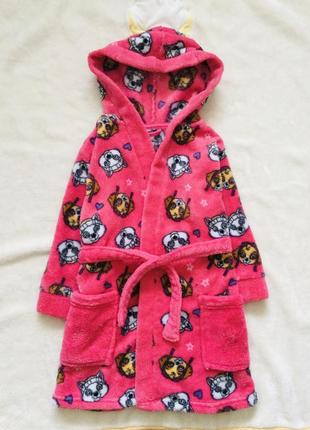 2-3 р. disney пухнастий махровий халат щенячий патруль. банний, флісовий, теплий. на море або в басе