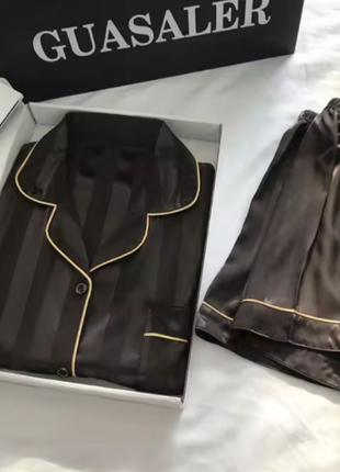 Елегантна чорна піжама, штучний шовк розмір м