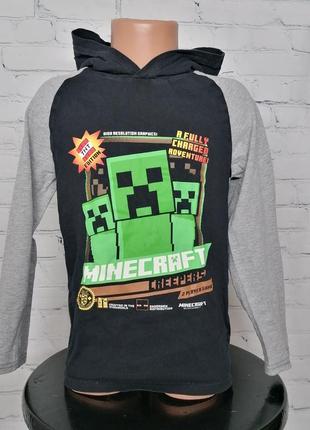 Худи для фаната minecraft с капюшоном для мальчика 7 лет, рост 122см