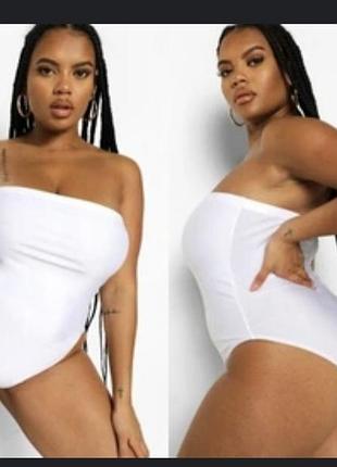 Молочный слитный купальник батал цельный утяжка 22