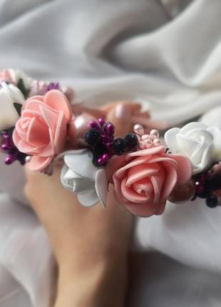 Обруч венчик с цветами