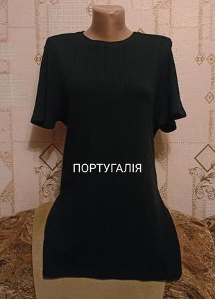Zara базова чорна футболка у рубчик з коттону 🤗