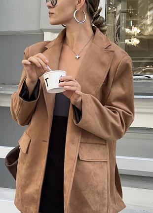 Замшевый пиджак жакет овер