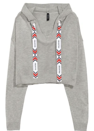 Серое укороченное худи оверсайз от h&m