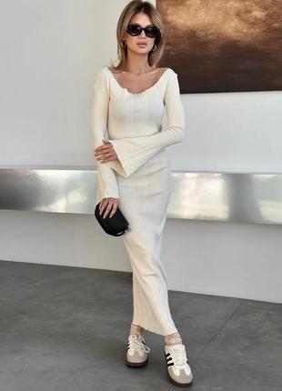 Платье трикотаж вязка лапша макси