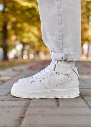 Кроссовки зимние унисекс nike damen air force 1 07 mid lthr prm hi top schuhe winter white