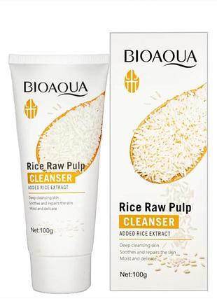 Уцінка! пінка для вмивання з екстрактом рису bioaqua rice raw pulp cleanser, 100 г