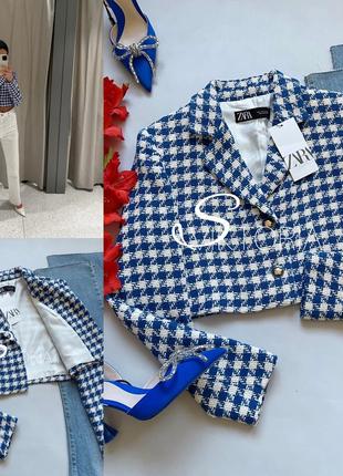 Твидовый пиджак блейзер жакет zara