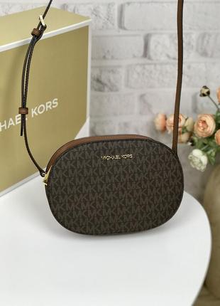 Сумка женская michael kors оригинал jet set travel medium signature logo crossbody майкл корс