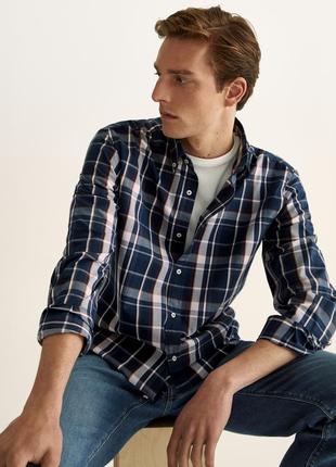 Massimo dutti хлопковая рубашка в принт клетки