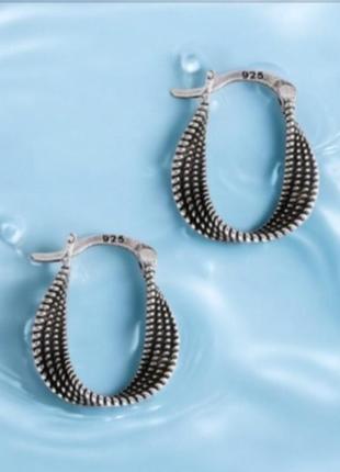 Сережки срібло маленькі оригінальні кільця antic silver ♥️ стиль вінтаж