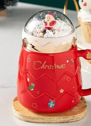 Кружка с крышкой новогодняя christmas 500 мл