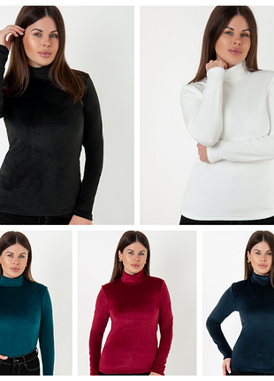 Водолазка женская велюр на флисе, теплая водолазка на велюровая флисе