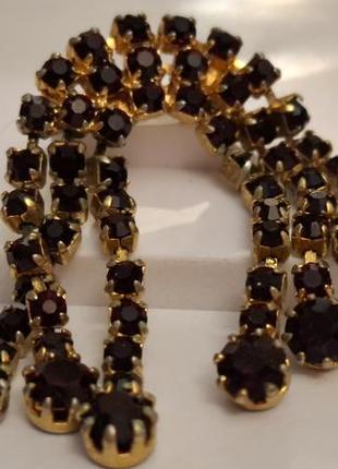 Винтажная брошь гранатовое стекло бижутерия чехословакия яблонекс №1815