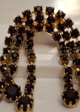 Винтажная брошь гранатовое стекло бижутерия чехословакия яблонекс №1815