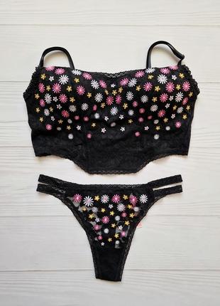 Комплект белья с вышивкой victoria's secret pink оригинал