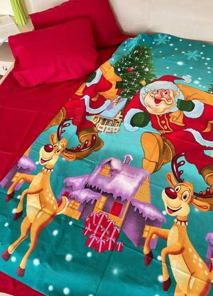 🎄новорічний зимовий комплект постільної білизни з сантою