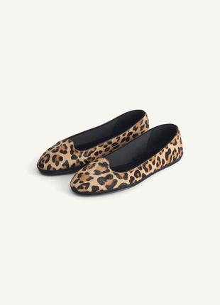 Ворсисті шкіряні туфлі леопардові zara new